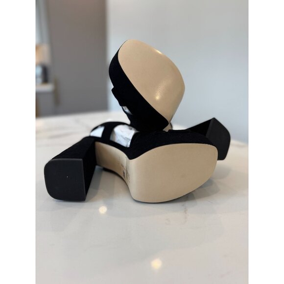 Larroude NIB Bee Platform Sandal in Black Suede Size 7.5 - Picture 5 of 7
